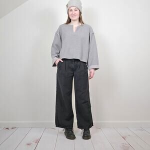 Urban Outfitters Oversized Thermal Crop Top Gray XS